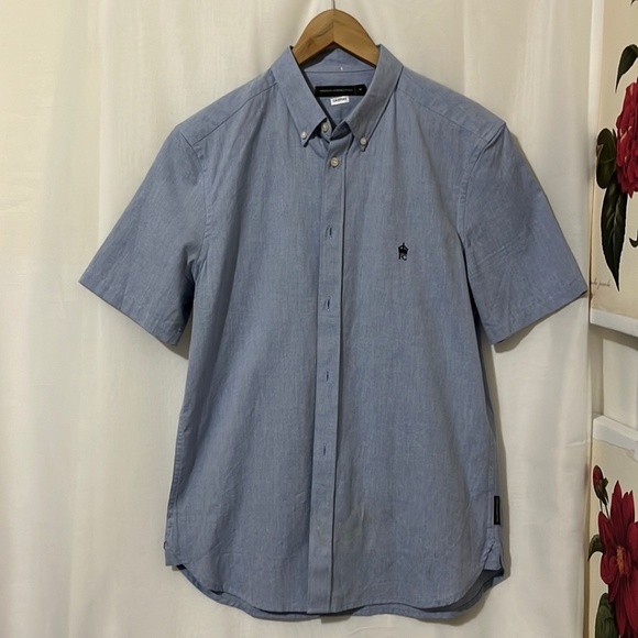 NWOT French Connection 100% Cotton Blue Short Sleeve Shirt - Picture 1 of 4